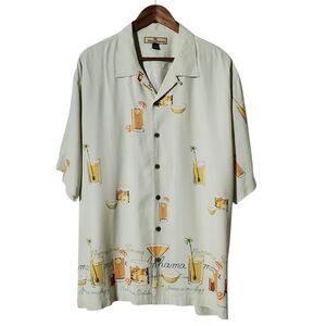 TOMMY BAHAMA Cocktails Tonal Hula Girl Shirt XL Short Sleeve Hawaiian Button Up